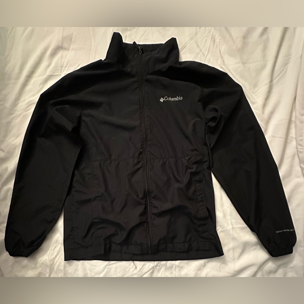 COLUMBIA Lightweight Black Windbreaker Sz.S Omni-Heat